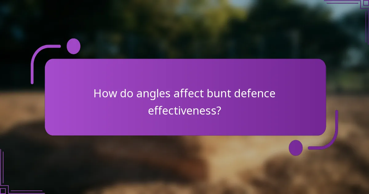 How do angles affect bunt defence effectiveness?